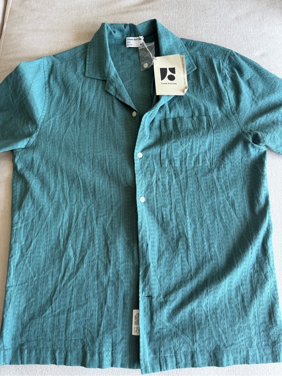 Frank & Oak Other - Frank & Oak Teal Short-Sleeve Camp Shirt